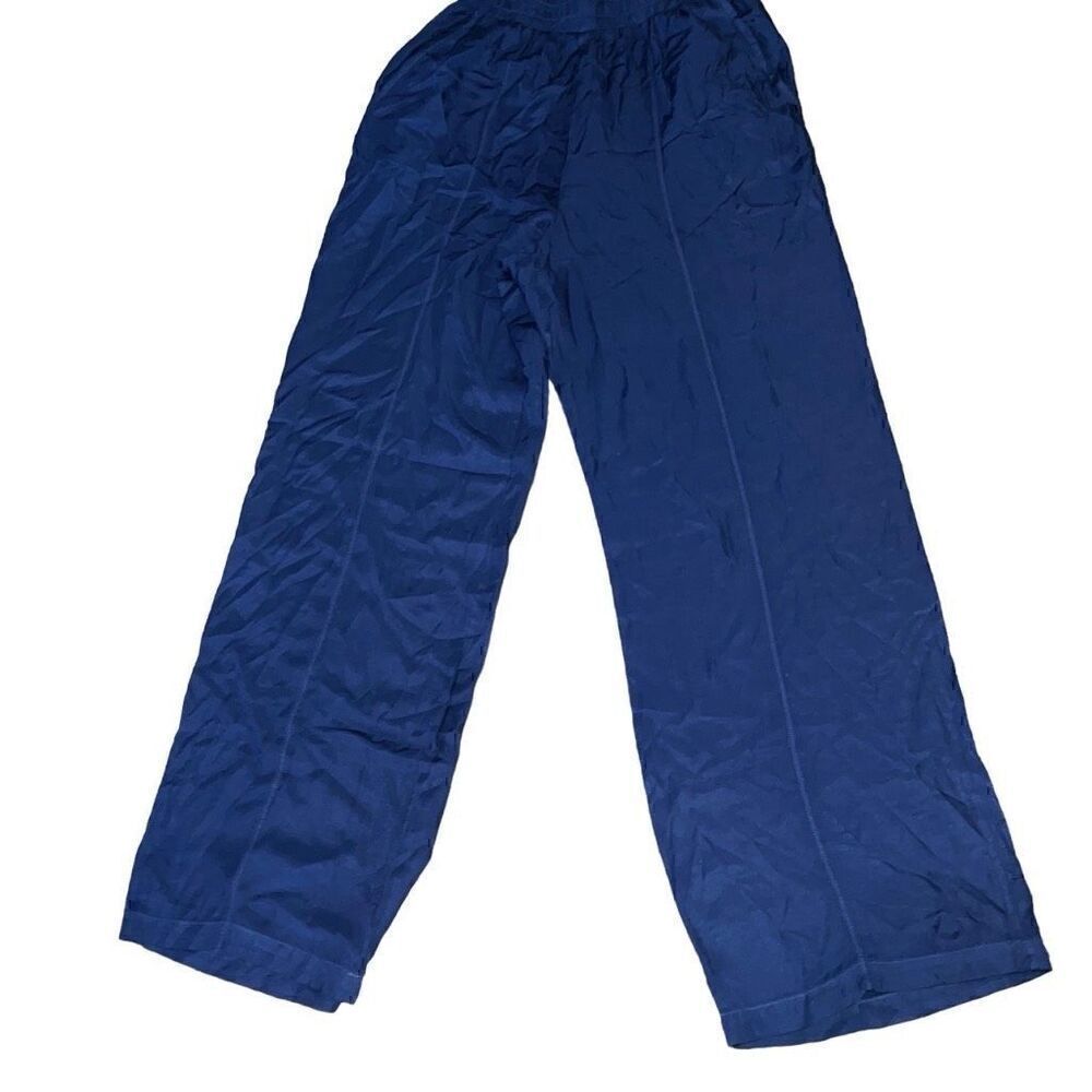 Stateside Blue Wide Leg Elastic Waist Pull-On Pants Pockets USA Made Sz S Small